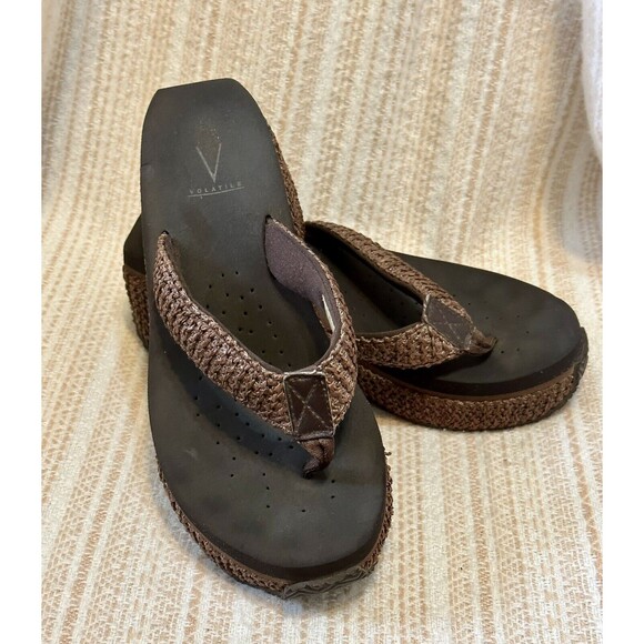 Volatile Island Women Size 8 Wedge Braided Textile Sandal Platform Vacation - Picture 6 of 8